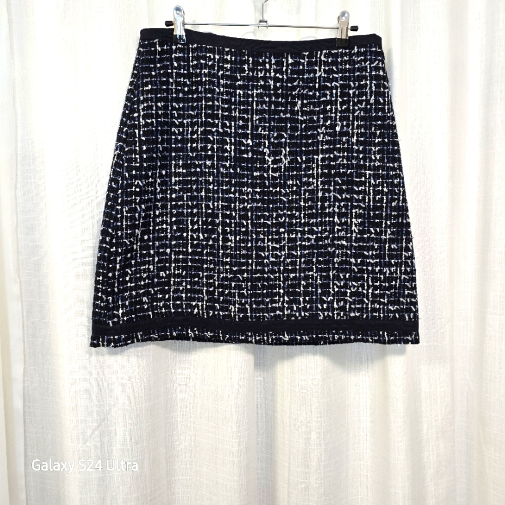 2/$30 Anne Taylor Black Tweed Boardroom Chic Zip Up Skirt Size‎ 12 Office Siren